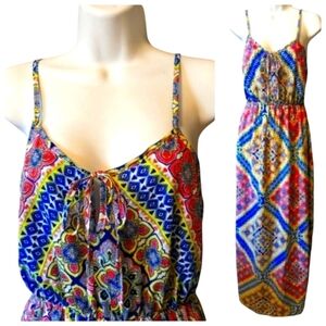 SALE Peach Royal Maxi Dress Multi color Blue Pink Beige Adjustable Straps S